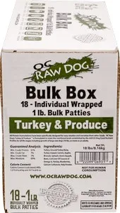 18 Lb OC Raw Bulk Turkey & Produce Patties Box - Health/First Aid